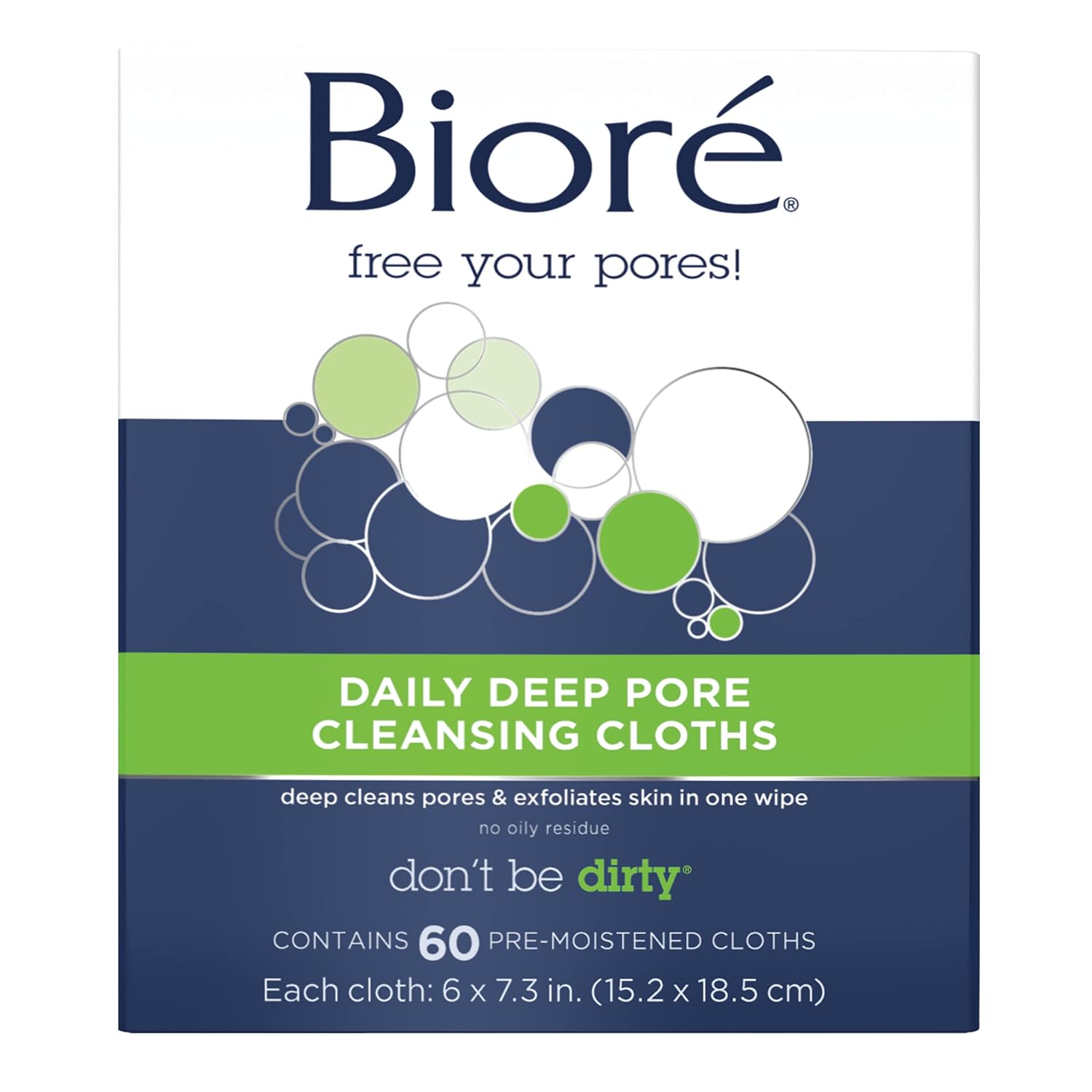 230816071444856_1 Bioré Daily Make Up Removing Cloths, Facial Cleansing Wipes with Dirt-grabbing Fibers for Deep Pore Cleansing without Oily Residue, 60 Count - Image 1
